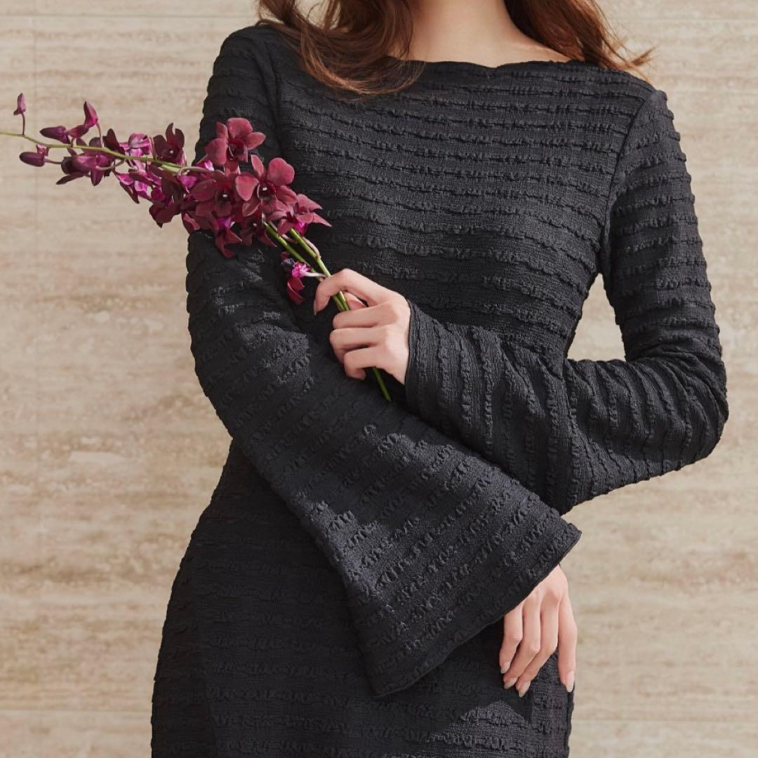 Her lip to　Mermaid Jacquard Dress　黒 M 美品