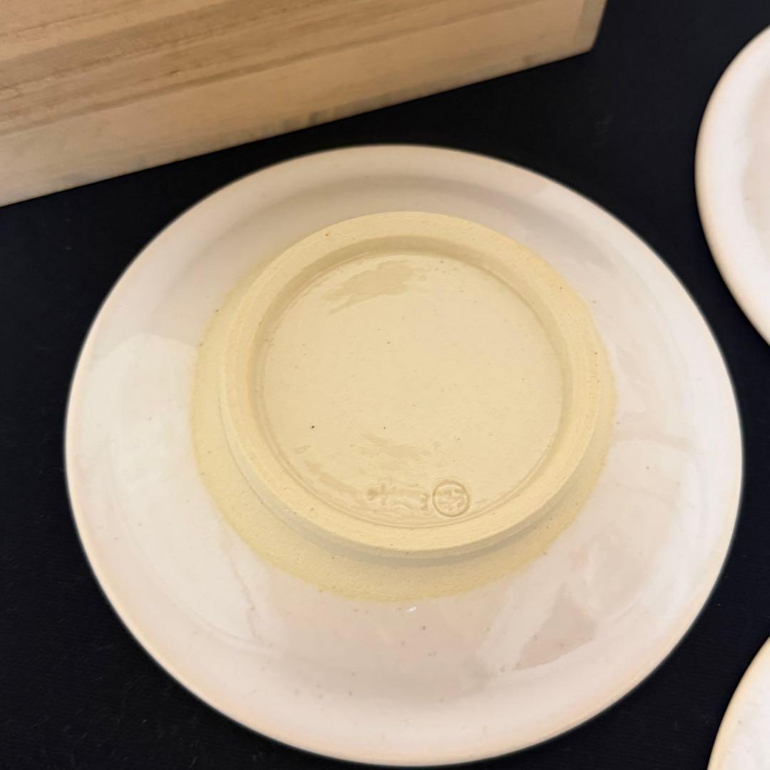 赤膚焼　奈良絵　銘々皿　5枚　共箱　大塩昭山　未使用品　茶陶　伝統