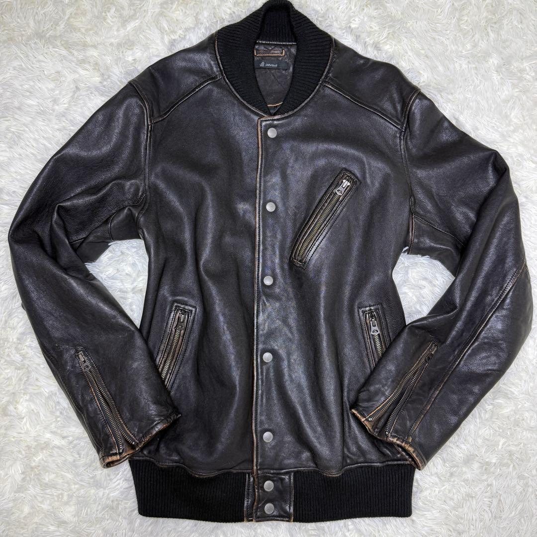 希少 JOHNBULL レザー ボンバー ジャケット ブルゾン ヴィンテージ加工