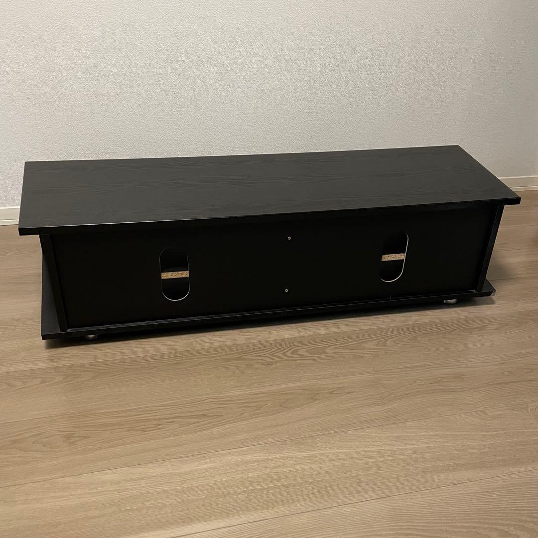 ブラック木製テレビ台 ガラス扉付き