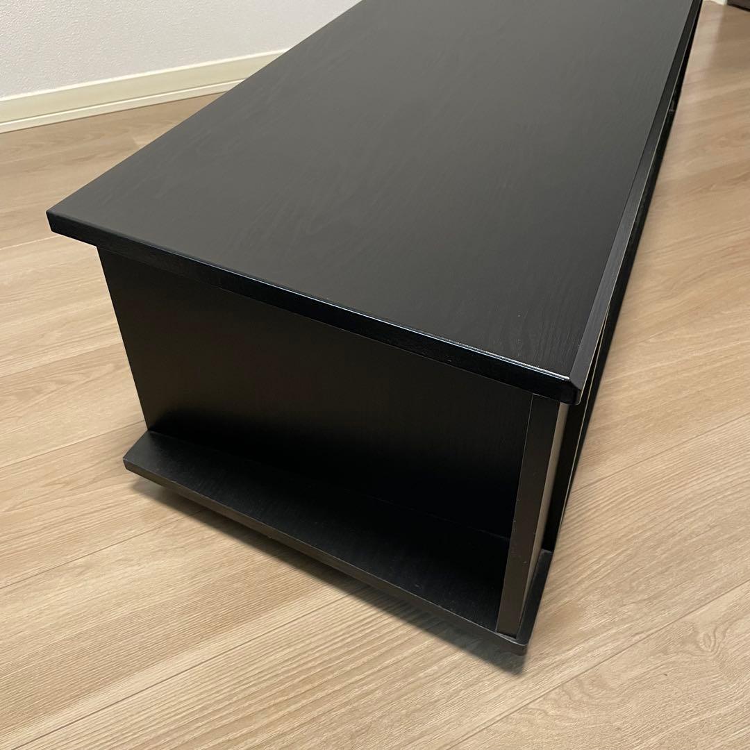 ブラック木製テレビ台 ガラス扉付き