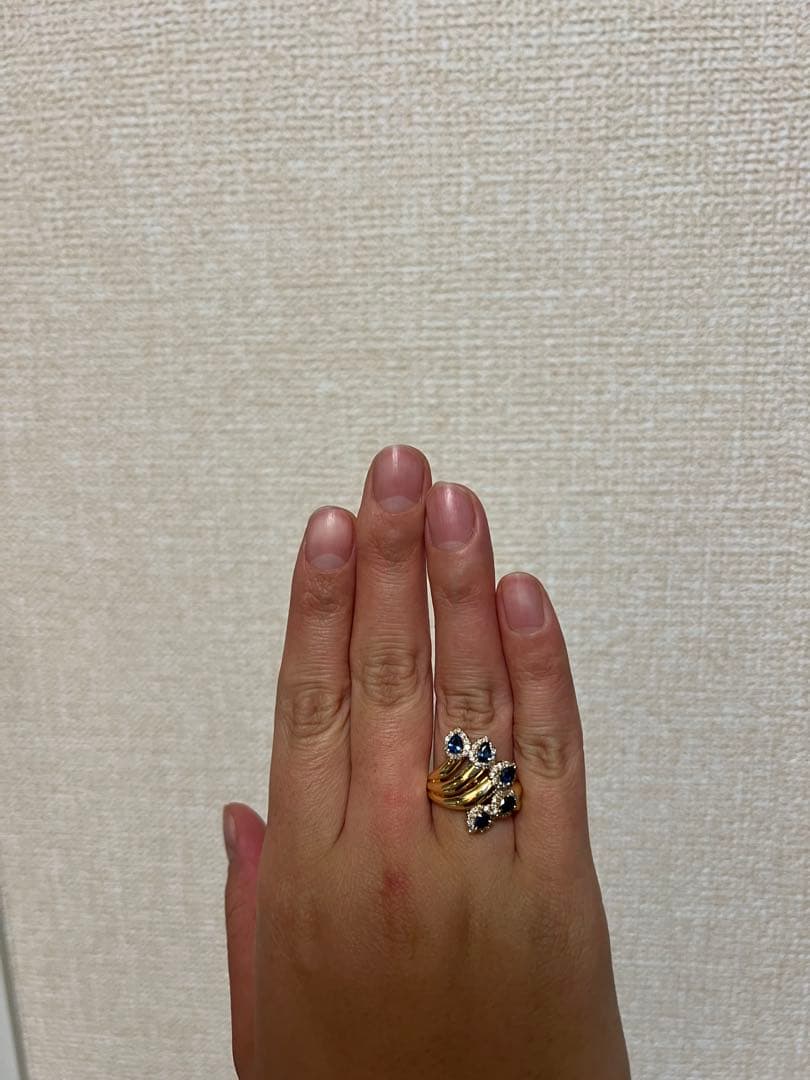 K18 18金　750 サファイア　ダイアモンド　ダイヤ　リング　指輪　11号