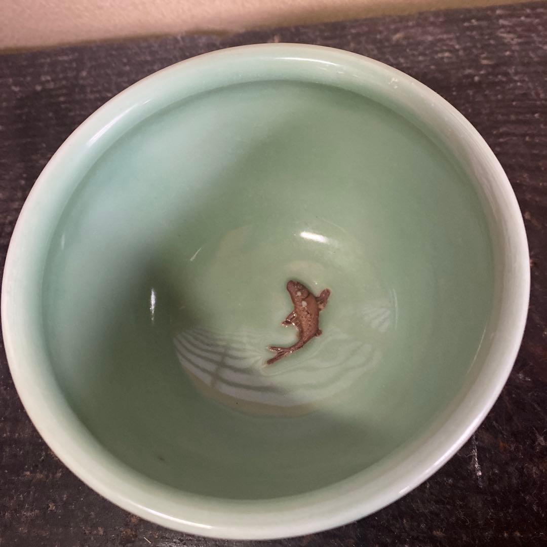 専用　中国古玩　青磁魚文器　10cm8cm