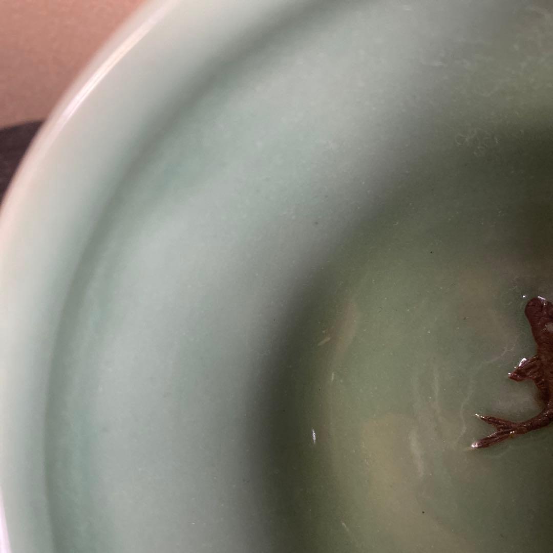 専用　中国古玩　青磁魚文器　10cm8cm