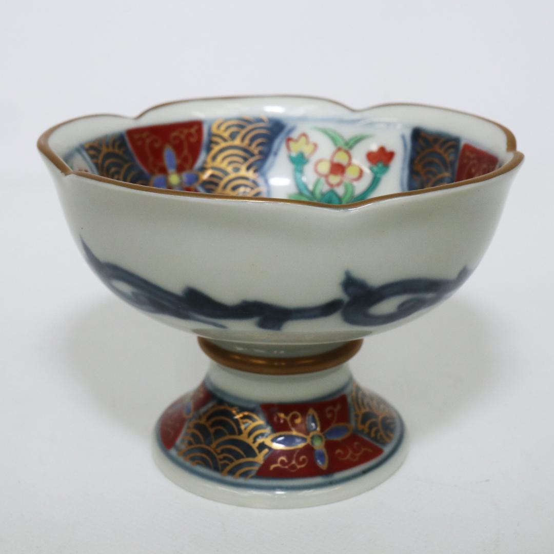 伊万里 高台 千代口 小鉢 染付 金彩 5客