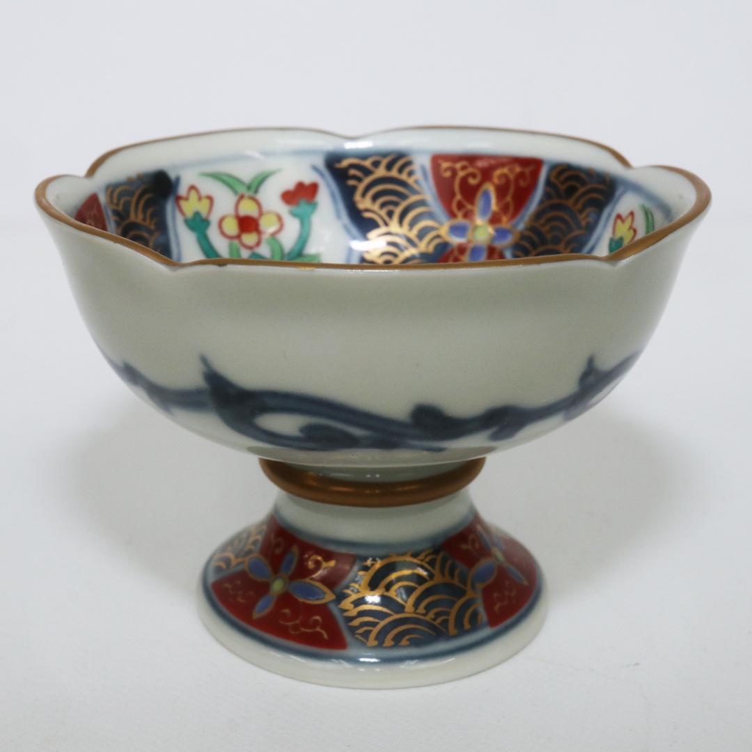 伊万里 高台 千代口 小鉢 染付 金彩 5客