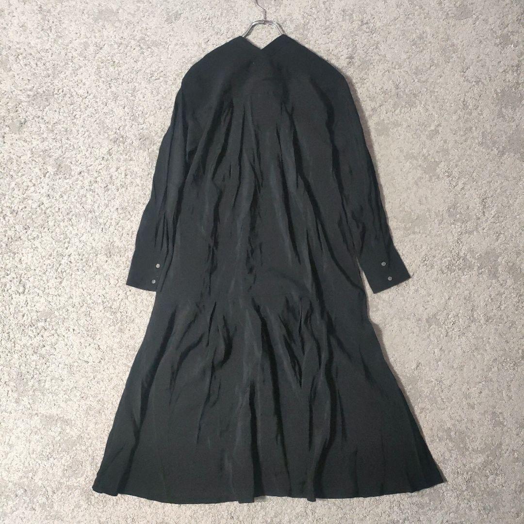 【美品】BEARDSLEY ビアズリー カラーレスシャツ ワンピース　ブラック