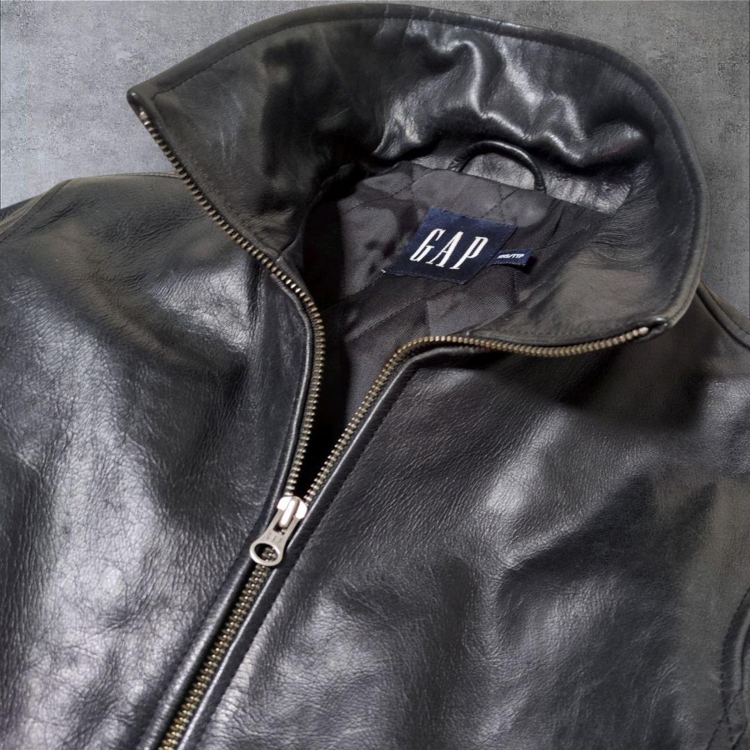 希少✨OLD GAP レザー ジャケット シングル 牛革 M相当 y2k