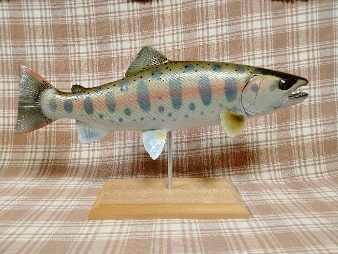 ハンドメイド　39cmヤマメ　フィギュア　レプリカ　魚釣り　フィッシュカービング