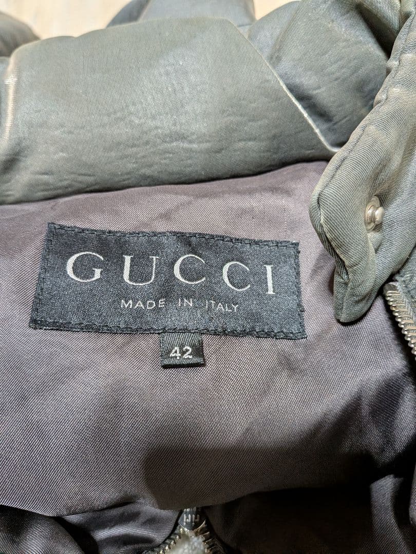 希少 GUCCI グッチ フルジップ フード収納付 ラメ 中綿ジャケット