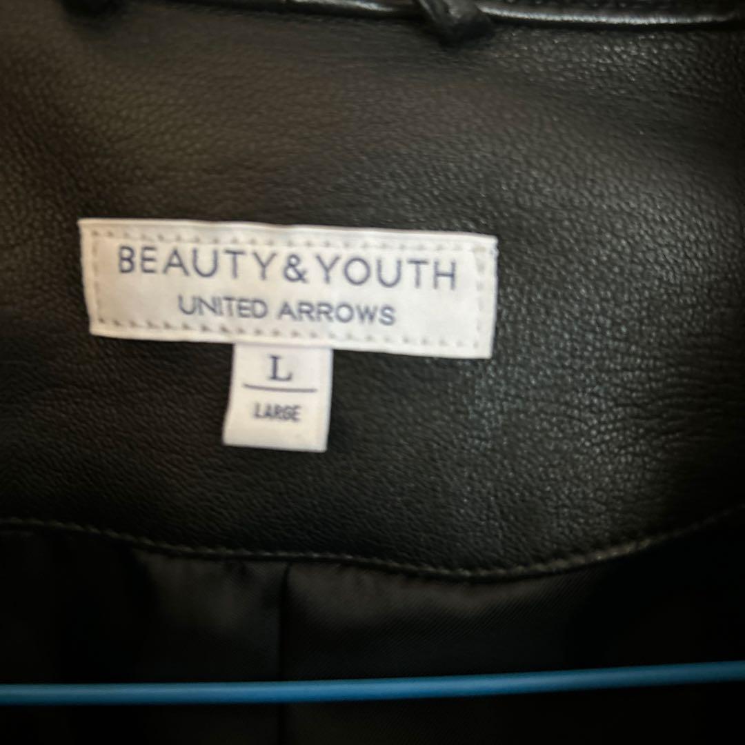 o*a様 BEAUTY&YOUTH ブラック レザー シングルライダースジャケッ