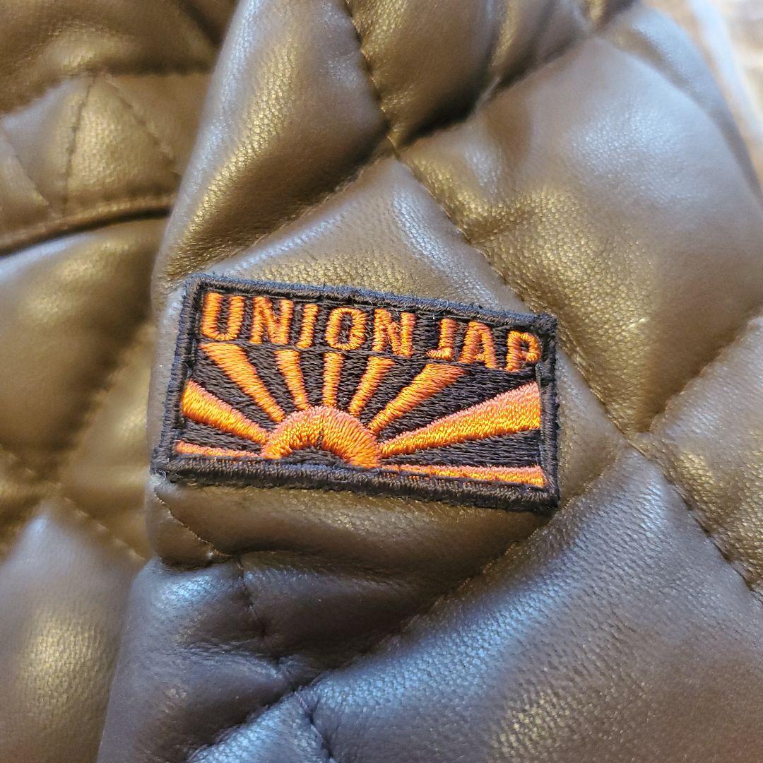 UNION JAP レザー キルティングライダースジャケット　ダークブラウン
