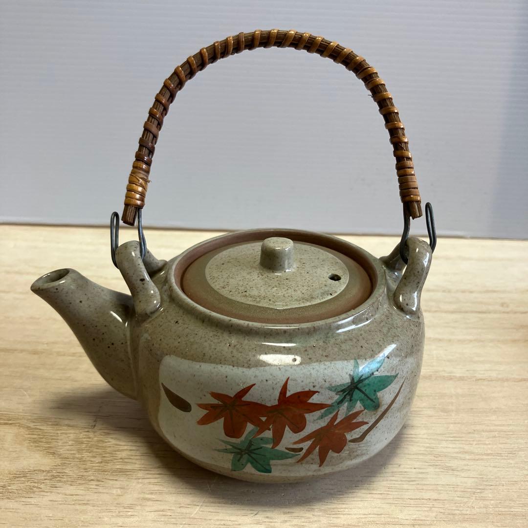 D-4 土瓶 急須 湯呑み セット 茶器 紅葉 もみじ 陶器 藤手 食器 和食器