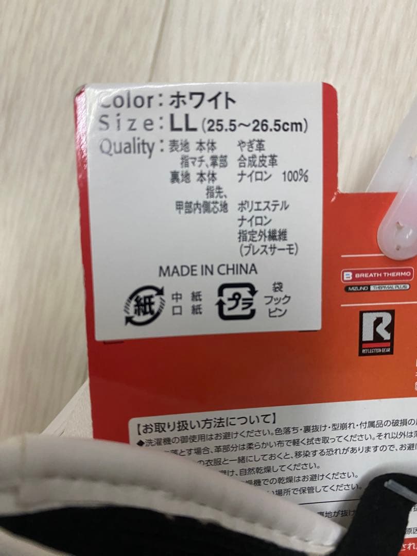 Mizuno スキーグローブ LL ホワイト　最終価格