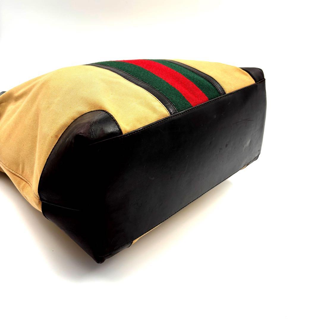 【希少✨】　GUCCI トートバッグ　シェリーライン　キャンバス　レザー　A4可