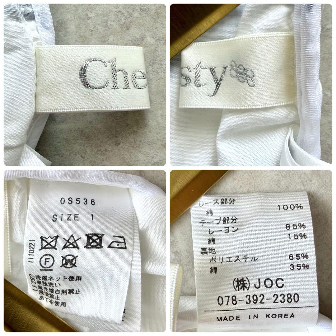 Chesty チェスティ レース切替ワンピース 花柄レース ネイビー 白