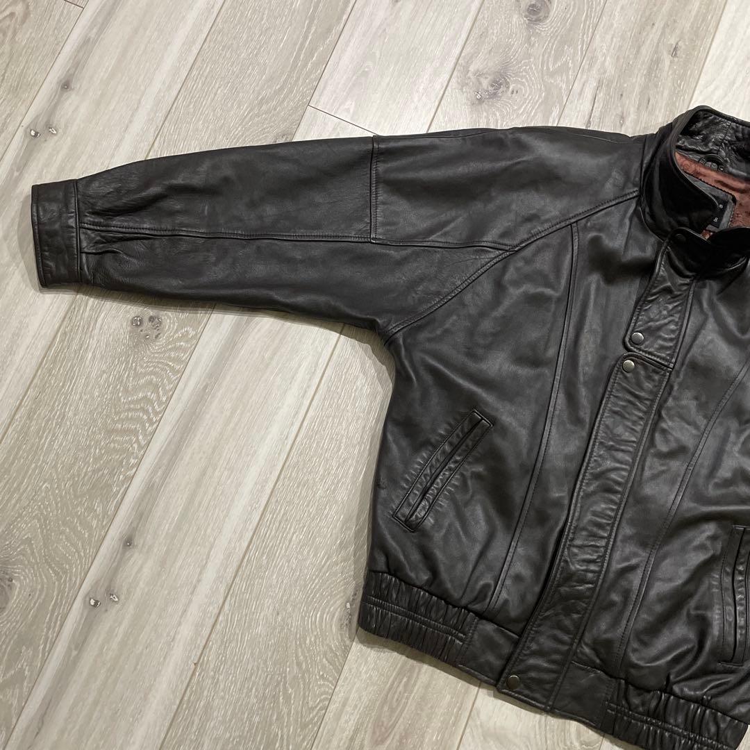 〜90s 短丈 羊革 ラムレザー レザージャケット XL ボンバージャケット
