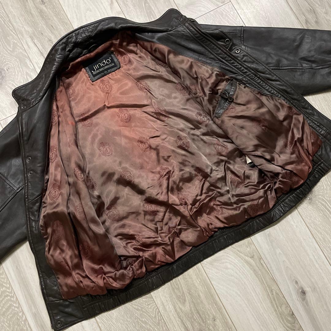〜90s 短丈 羊革 ラムレザー レザージャケット XL ボンバージャケット