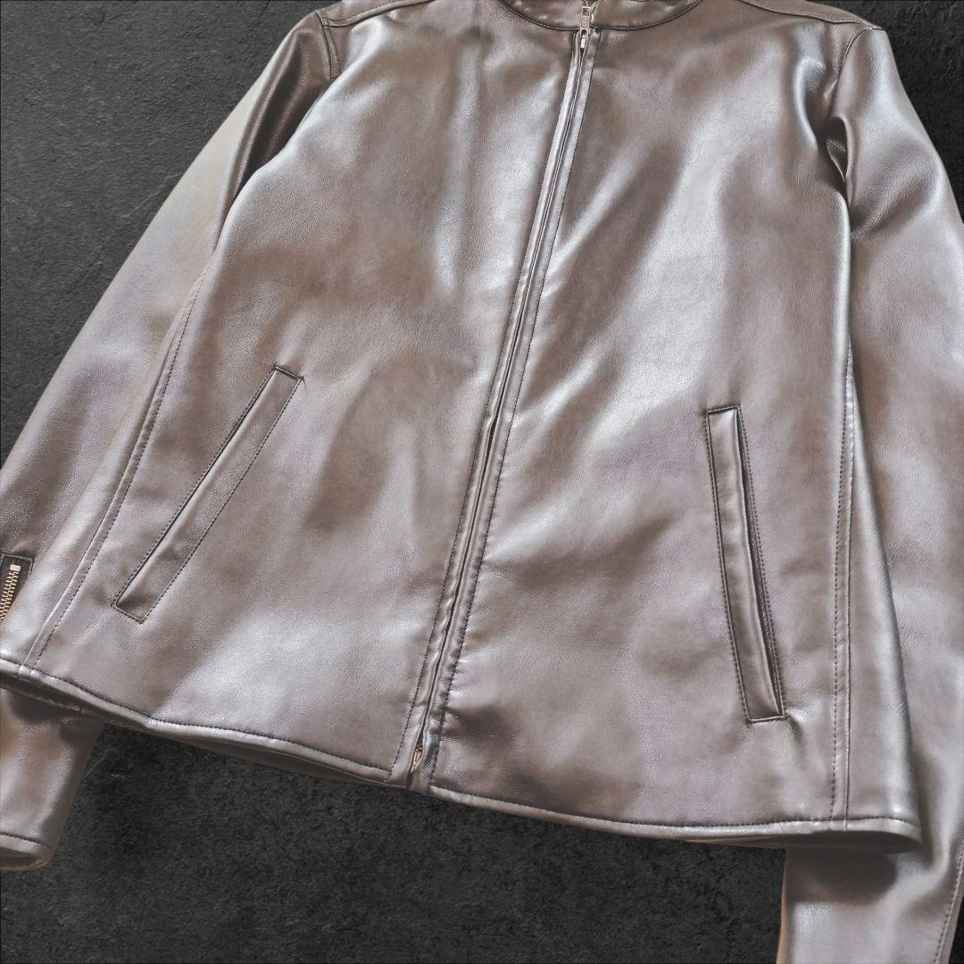 美品！ナノユニバース シングルライダースジャケット ブラック サイズXL 黒タグ