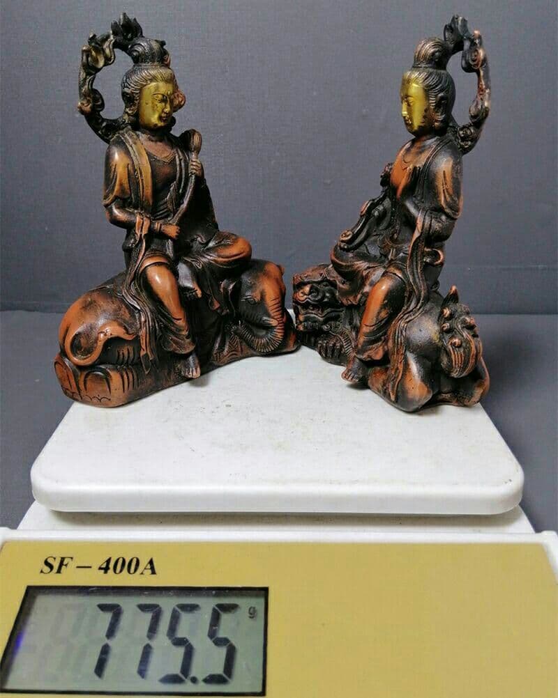 手作りする  純銅  文殊菩薩  置物  工芸品  ２点セット7