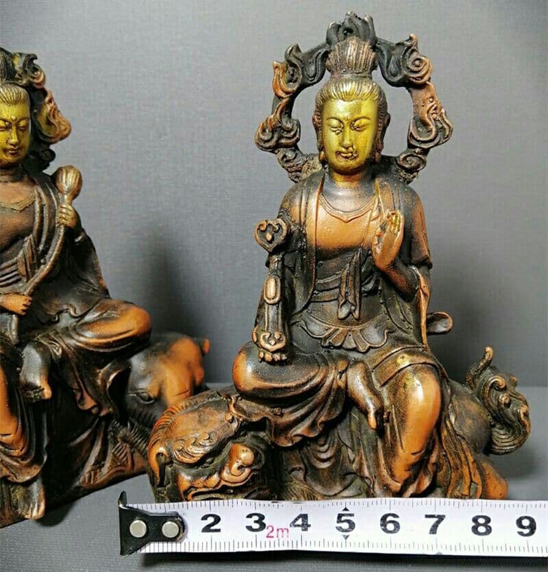 手作りする  純銅  文殊菩薩  置物  工芸品  ２点セット7
