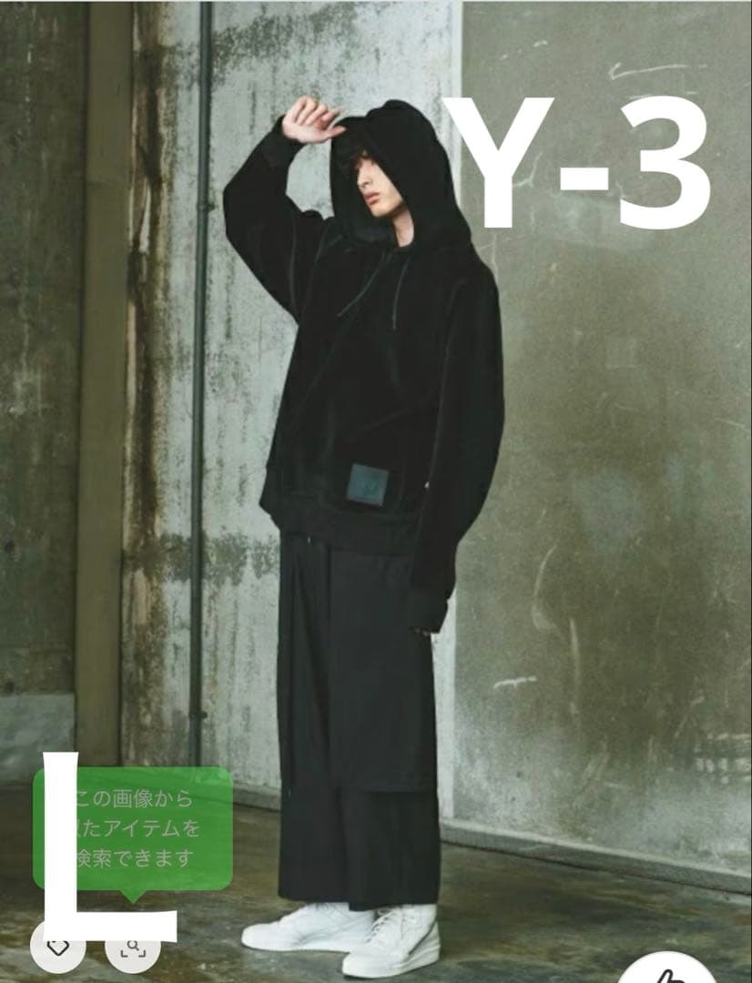 【Y-3】新品U SQUARE VELVET HOODIEベルベットフーディL