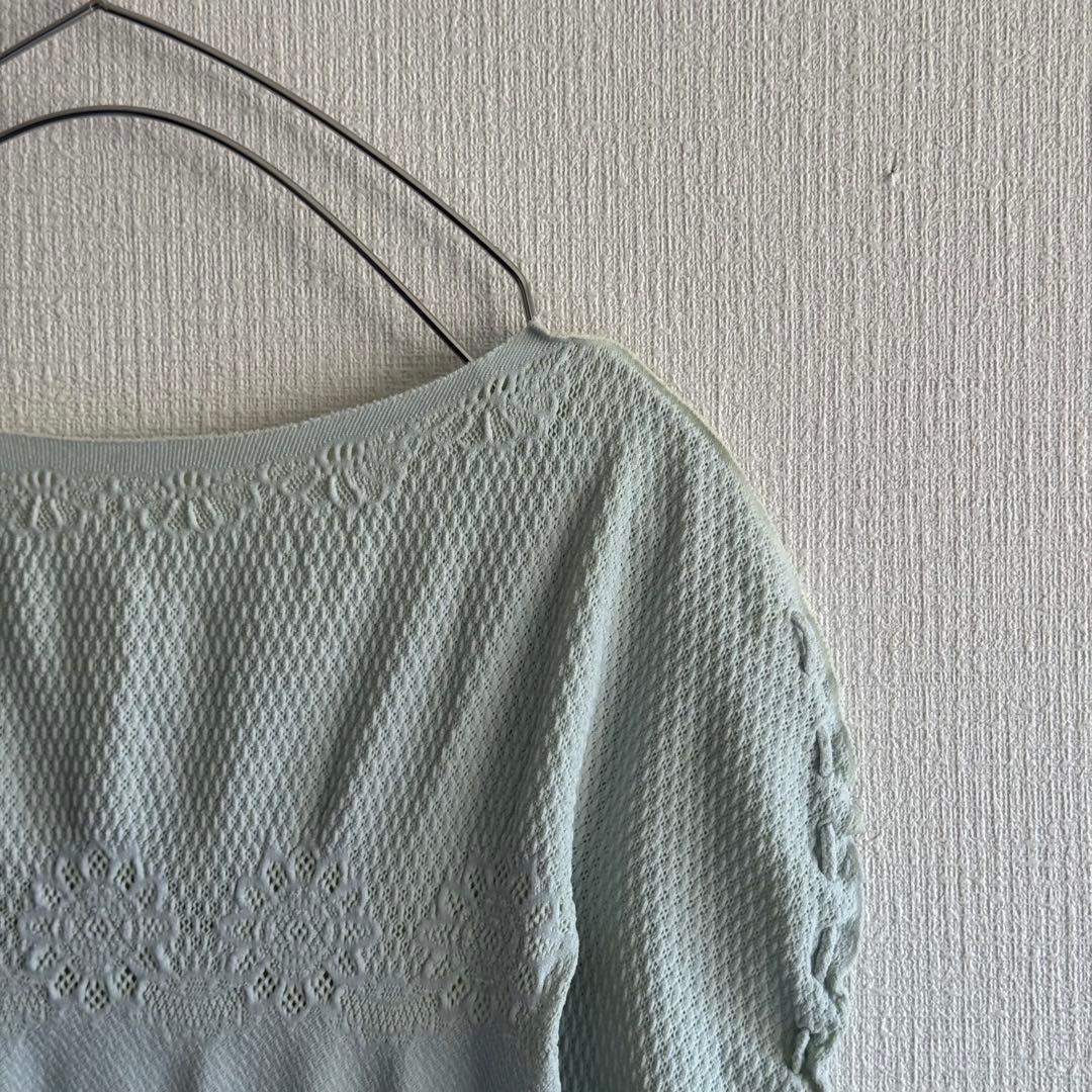 極美品✨　Chacott チャコット　ノーソーイングニット　レース　半袖　ブルー