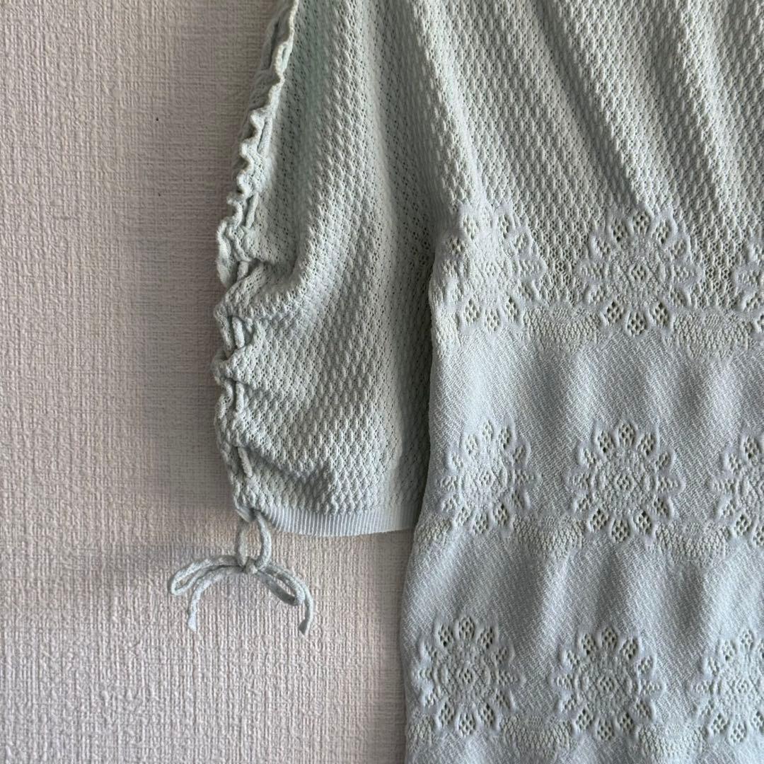 極美品✨　Chacott チャコット　ノーソーイングニット　レース　半袖　ブルー