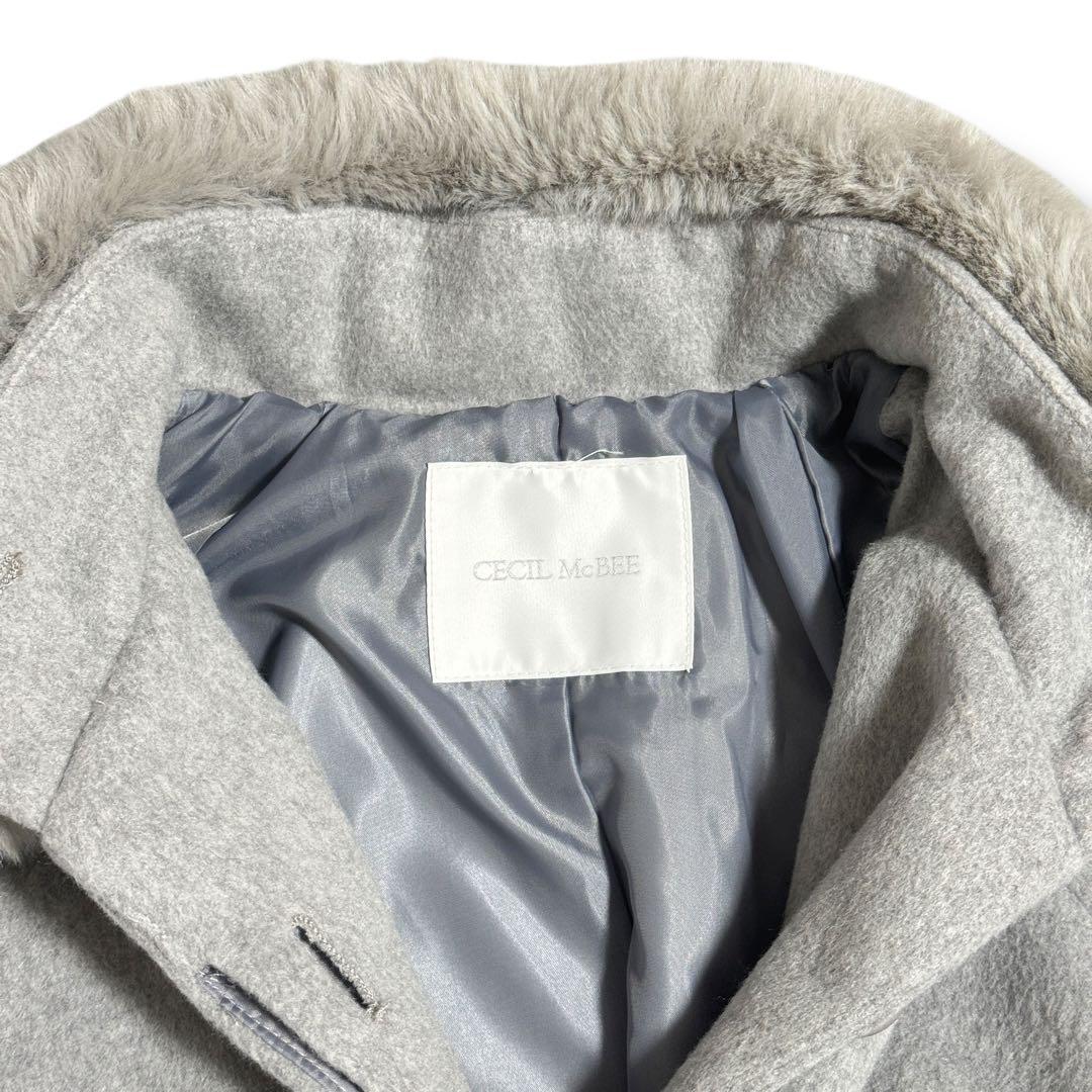 美品✨CECILMcBEE ベルテッドケープコート ポンチョ ファー M