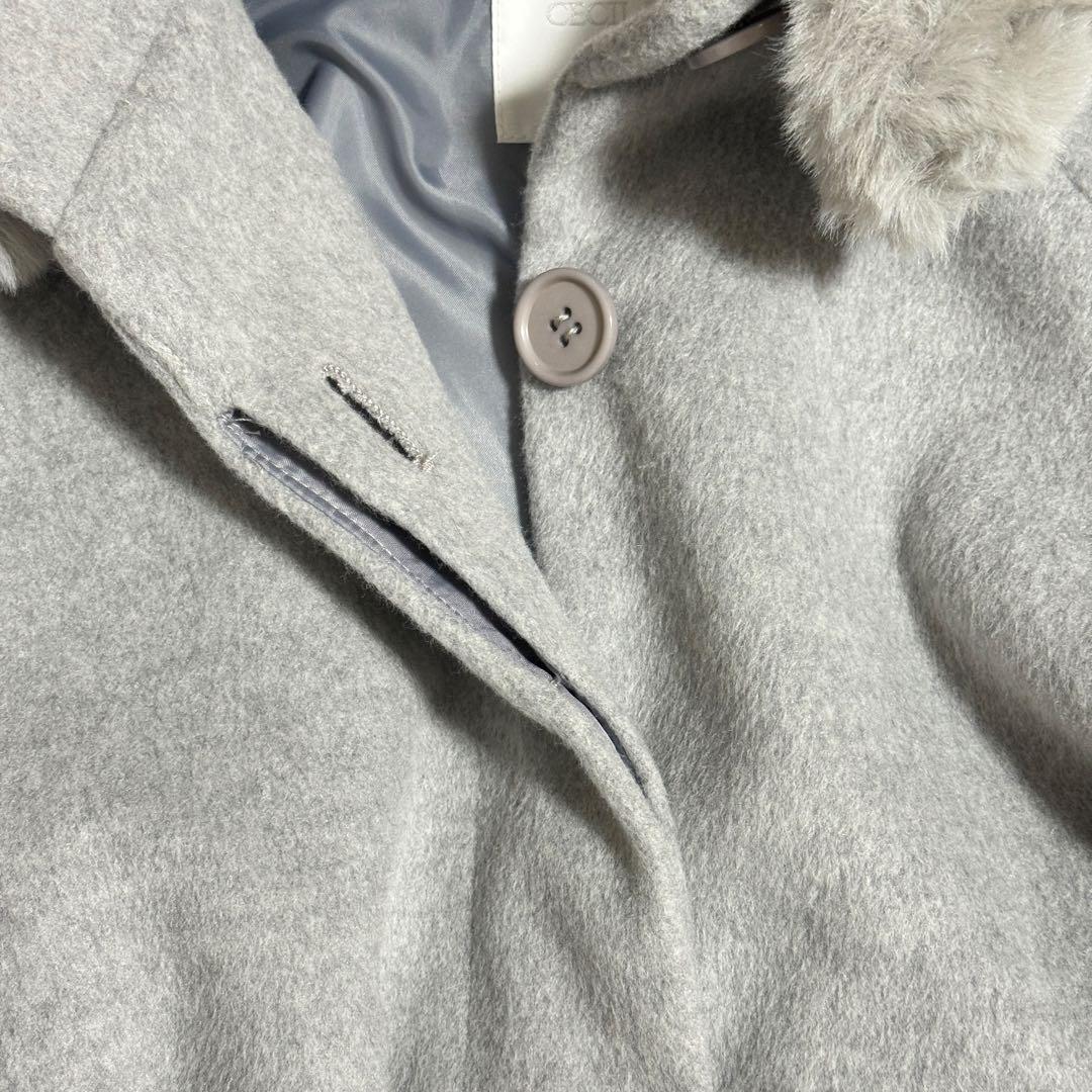 美品✨CECILMcBEE ベルテッドケープコート ポンチョ ファー M