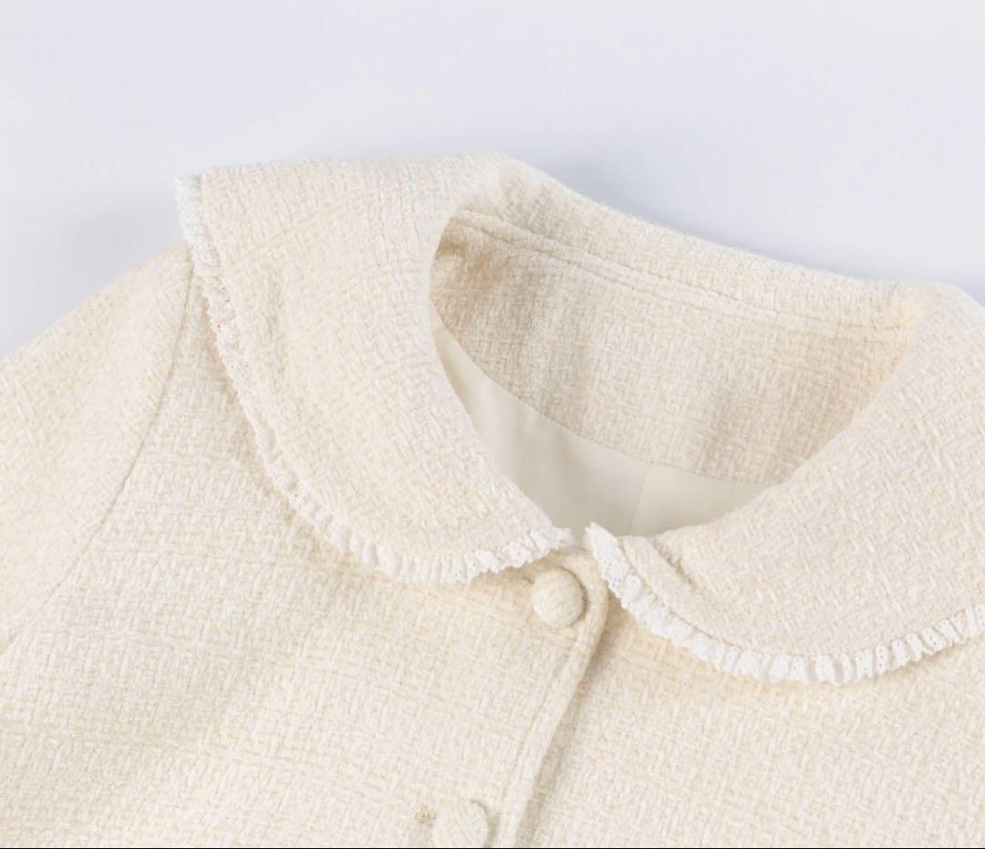 【MUGUET】 tweed frill sailor jacket アイボリー