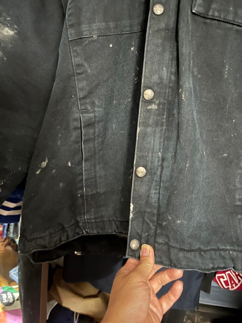 Carhartt カーハート ダックジャケット XL ブラック フェード ペンキ