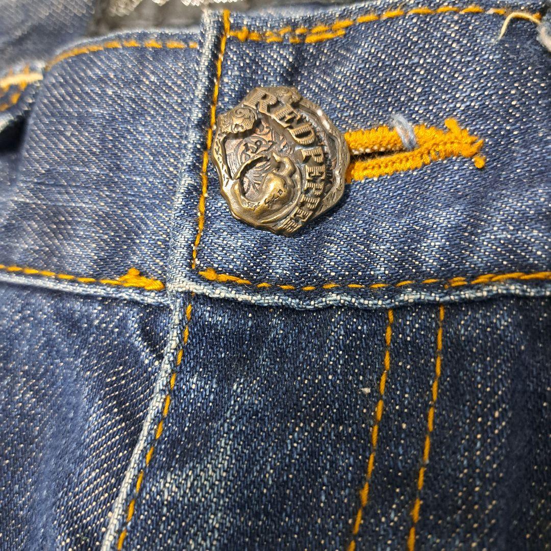 レッドペッパー　デニムジーンズ　刺繍　翼　鬼ひげ　ハチノス　ゴールドパッチY2K