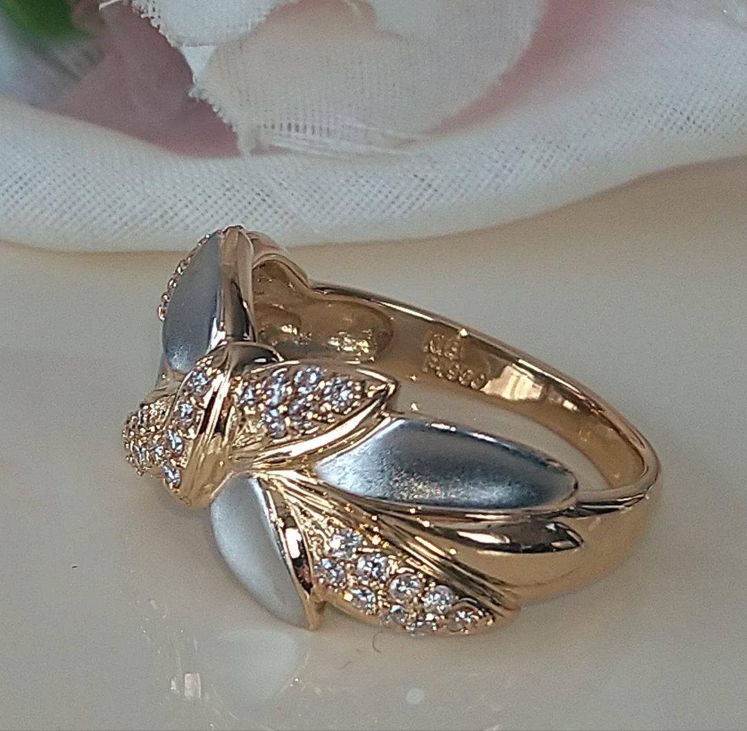 K18/pt900♡天然ダイヤモンドリング♡バタフライ✨