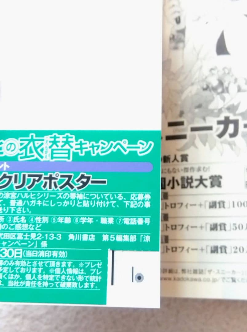 【帯付き】 涼宮ハルヒの憂鬱 ラノベ 小説 パノラマ 衣替 ポスター 谷川流