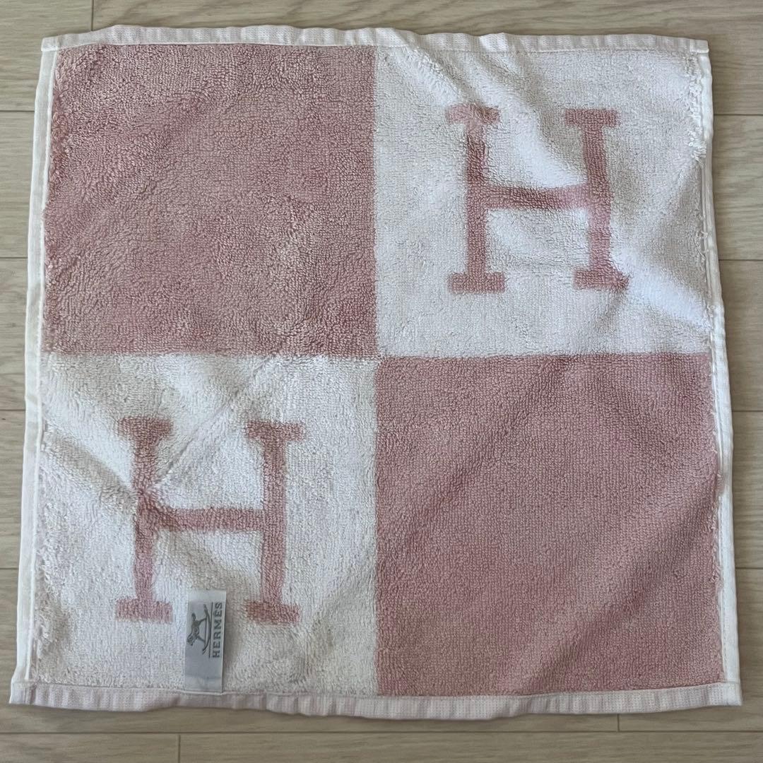 【美品】HERMES エルメス ハンドタオル Hロゴ 夏 ギフト 女性