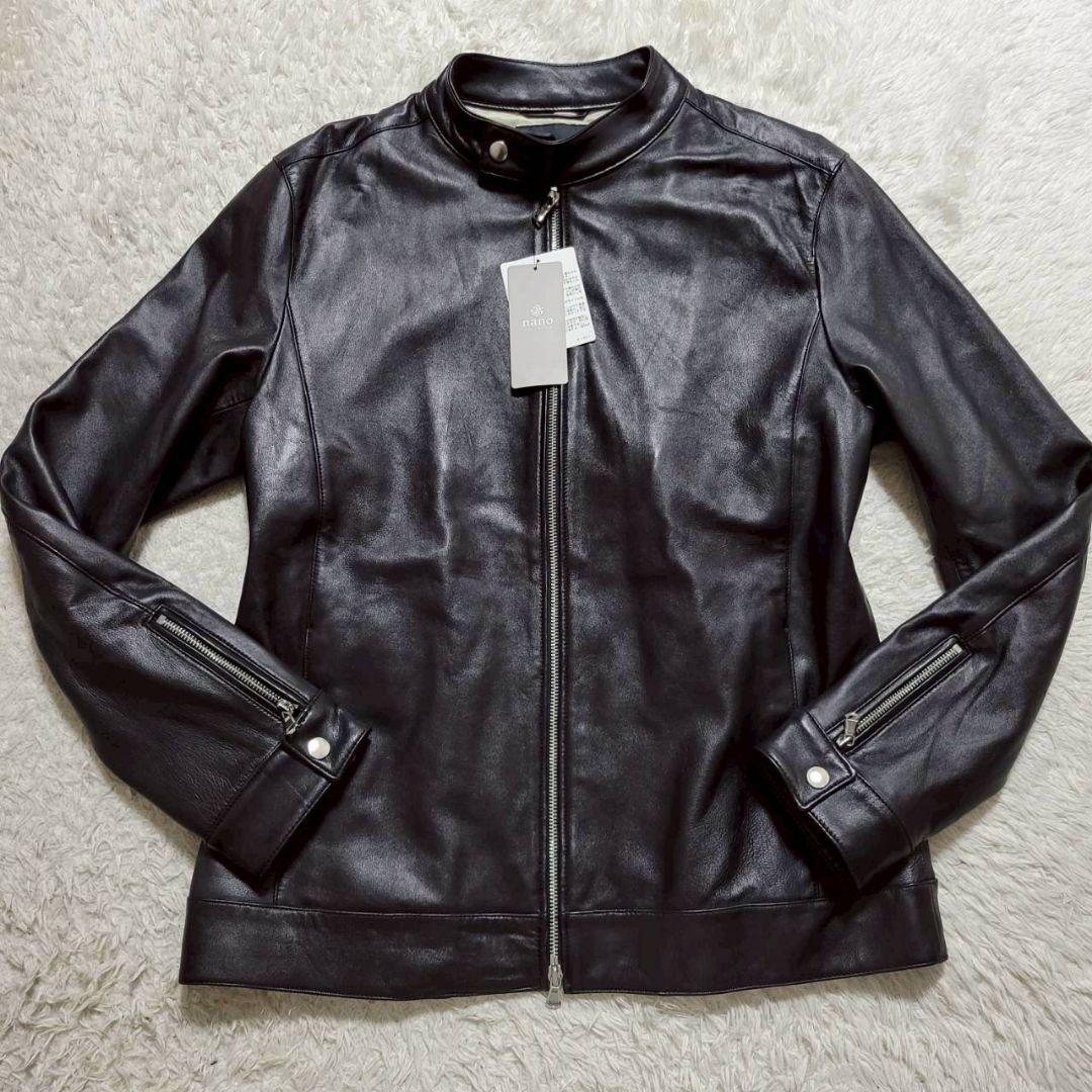 新品タグ付き✨ ナノユニバース 羊革 シングルライダース ジャケット 黒 XL