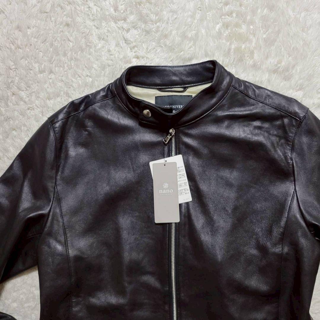 新品タグ付き✨ ナノユニバース 羊革 シングルライダース ジャケット 黒 XL