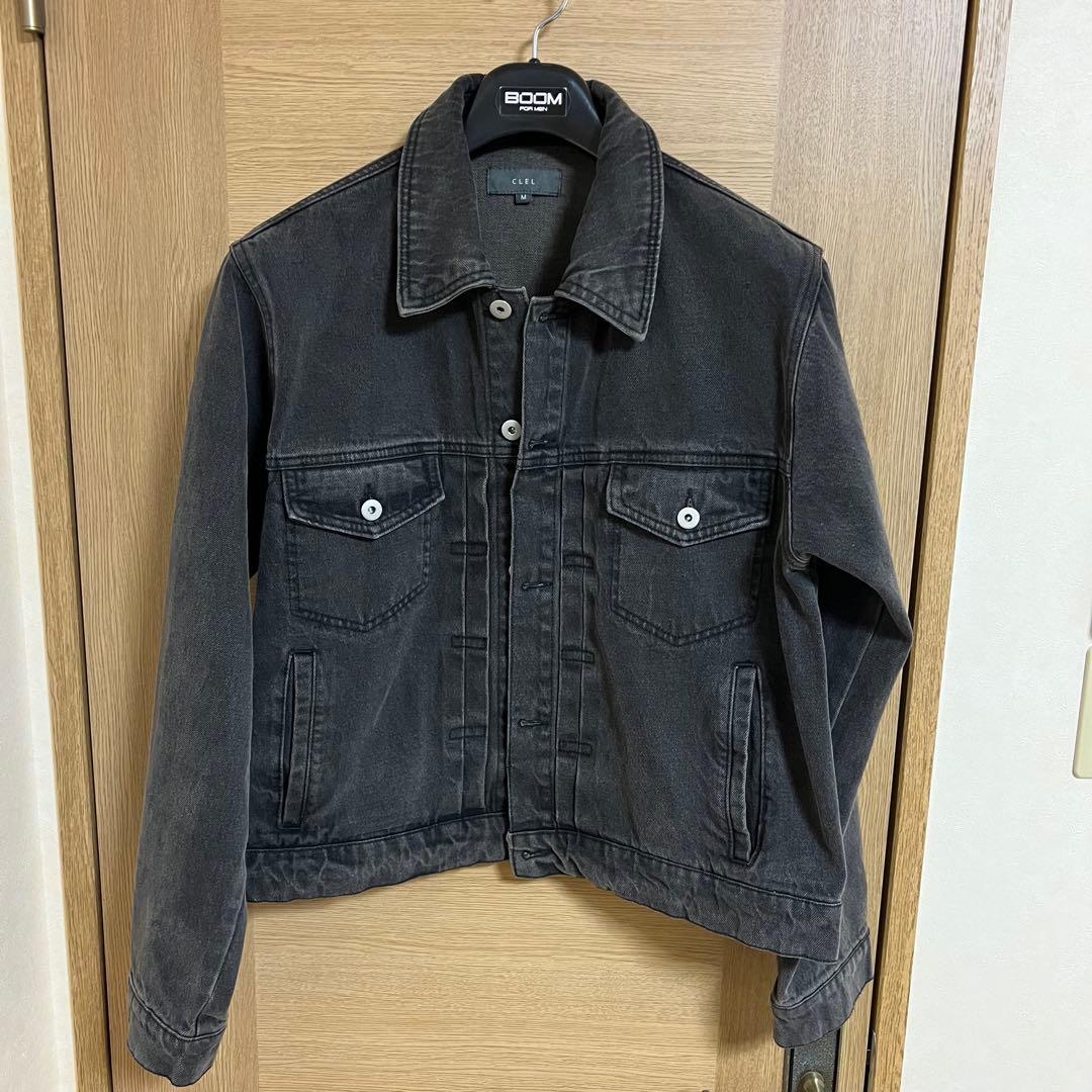CLEL 2nd.デザイン トラッカー デニムジャケット ブラックアッシュ M