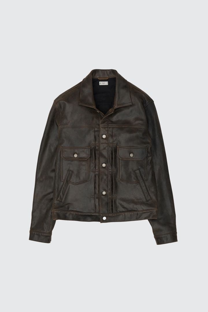 YOKE Cracked Leather Trucker Jacket サイズ2