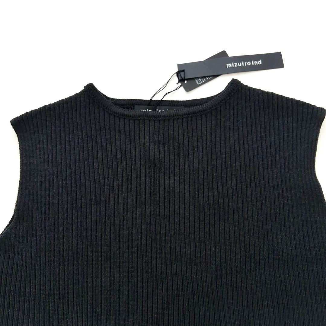 新品タグ付き mizuiro ind　short vest 黒 ショートベスト