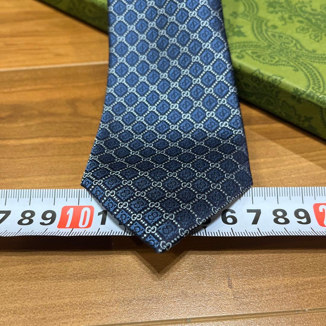 超美品！ GUCCI ネイビー GGパターン シルクネクタイ
