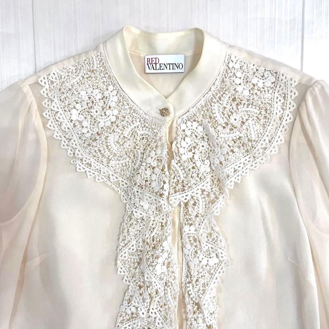 美品✨VALENTINO シルク100% レース フリル ブラウス