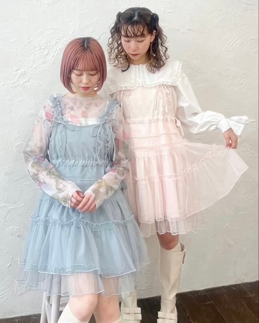 激レア！大人気merry jennyチュールドロストロキャミワンピース♡ピンク