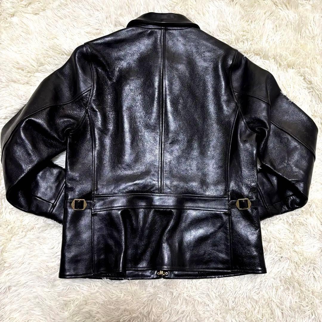 【極美品】DOUBLE HELIX レザージャケット 馬革 36 黒 ブラック