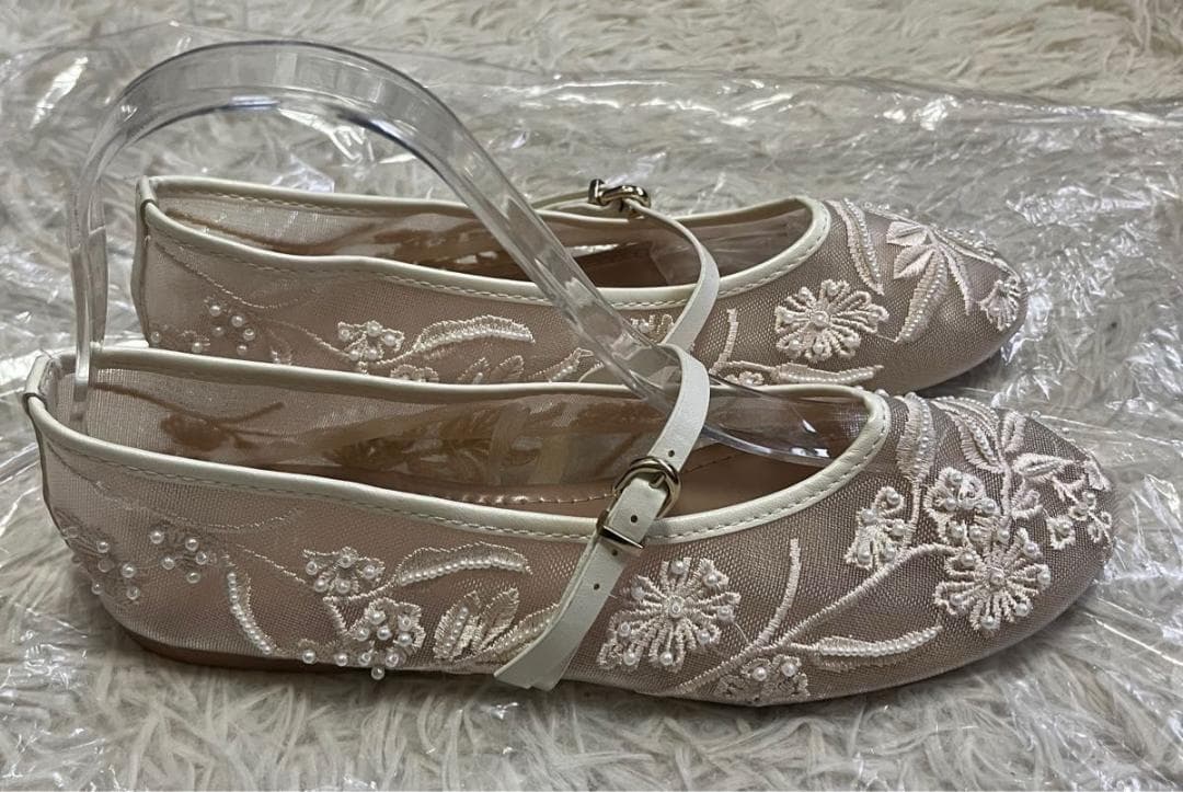 ZARA ザラ刺繍入りメッシュ バレリーナシューズ37