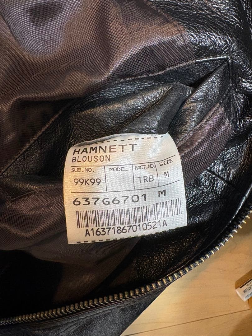 美品❗️hamnett レザーブルゾン　a2 タイプ　短丈　本革　Ｍサイズ　黒