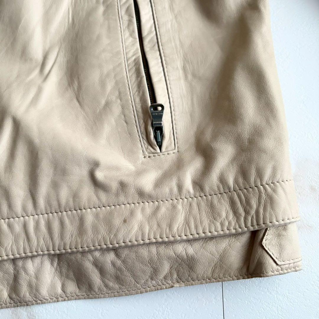 人気◆HUGO BOSS 本革 シングルライダース ジャケット XL