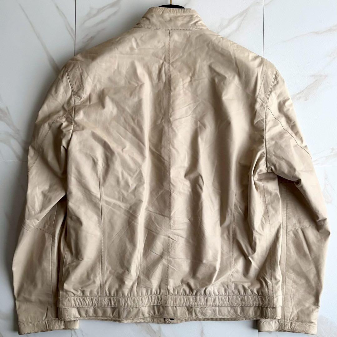人気◆HUGO BOSS 本革 シングルライダース ジャケット XL