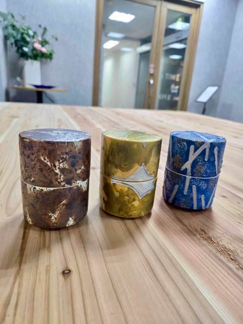 【有田焼】茶筒型蓋物　3点セット